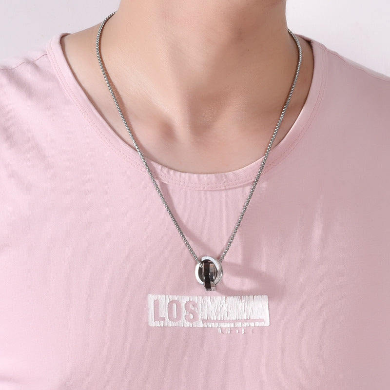 Wholesale Stainless Steel Double Ring Necklace