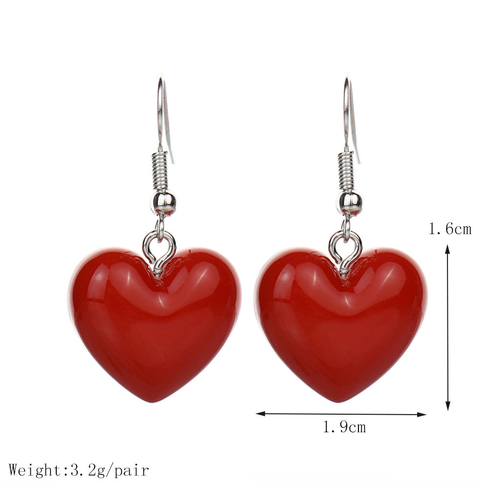 Wholesale Valentine' s Day Resin Flat Pearl Heart Earrings