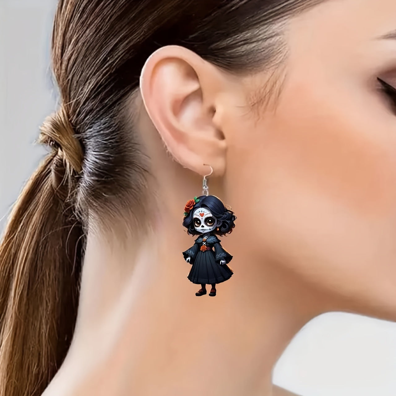 Wholesale   Personality Doll Acrylic Flat Earrings
