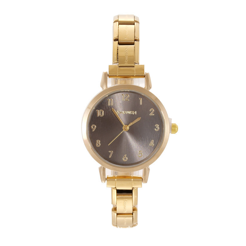 Wholesale Trendy Women' s Quartz Watch Gold Tone Stainless Steel Minimalist Fashion Wristwatch for Party Accessory