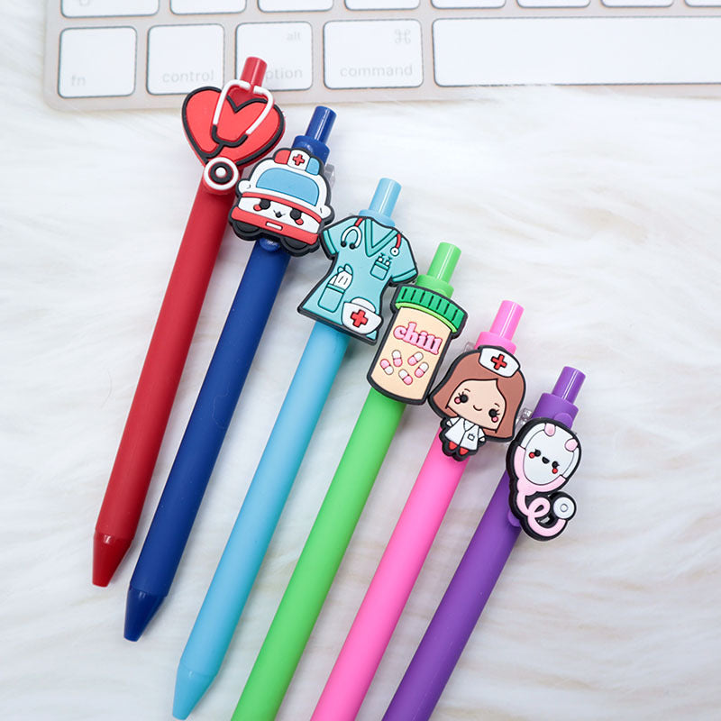 Wholesale  Cartoon PVC Creative Solid Color Doctor Medical 0.5 Pen Press Gel Pen