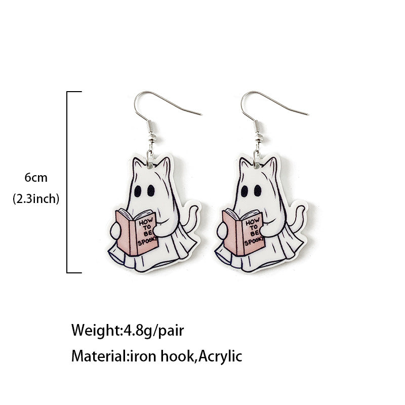 Wholesale Halloween Book Ghost Acrylic Earrings