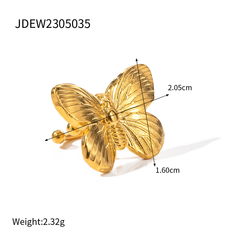 Wholesale Vintage Gold Sand Butterfly Bracelet Ring Necklace Set ACC-ES-WanXing002