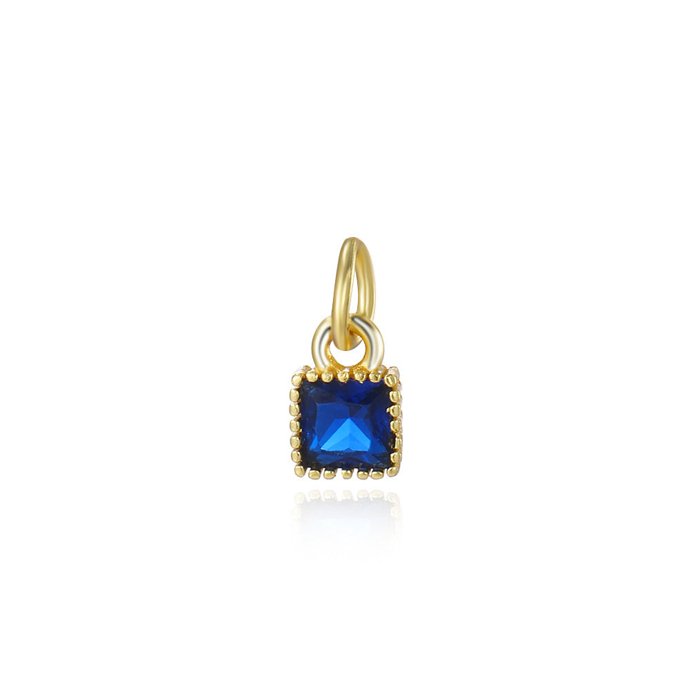 Wholesale Copper plated 18k micro inlaid zircon geometric square colorful small pendant