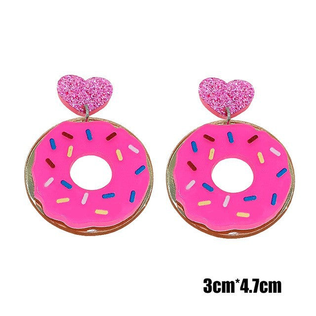 Wholesale Y2K Acrylic Pizza Ice Cream Cake Milk Tea Fried Egg Donut Peanut Butter Sushi Cookie Earrings