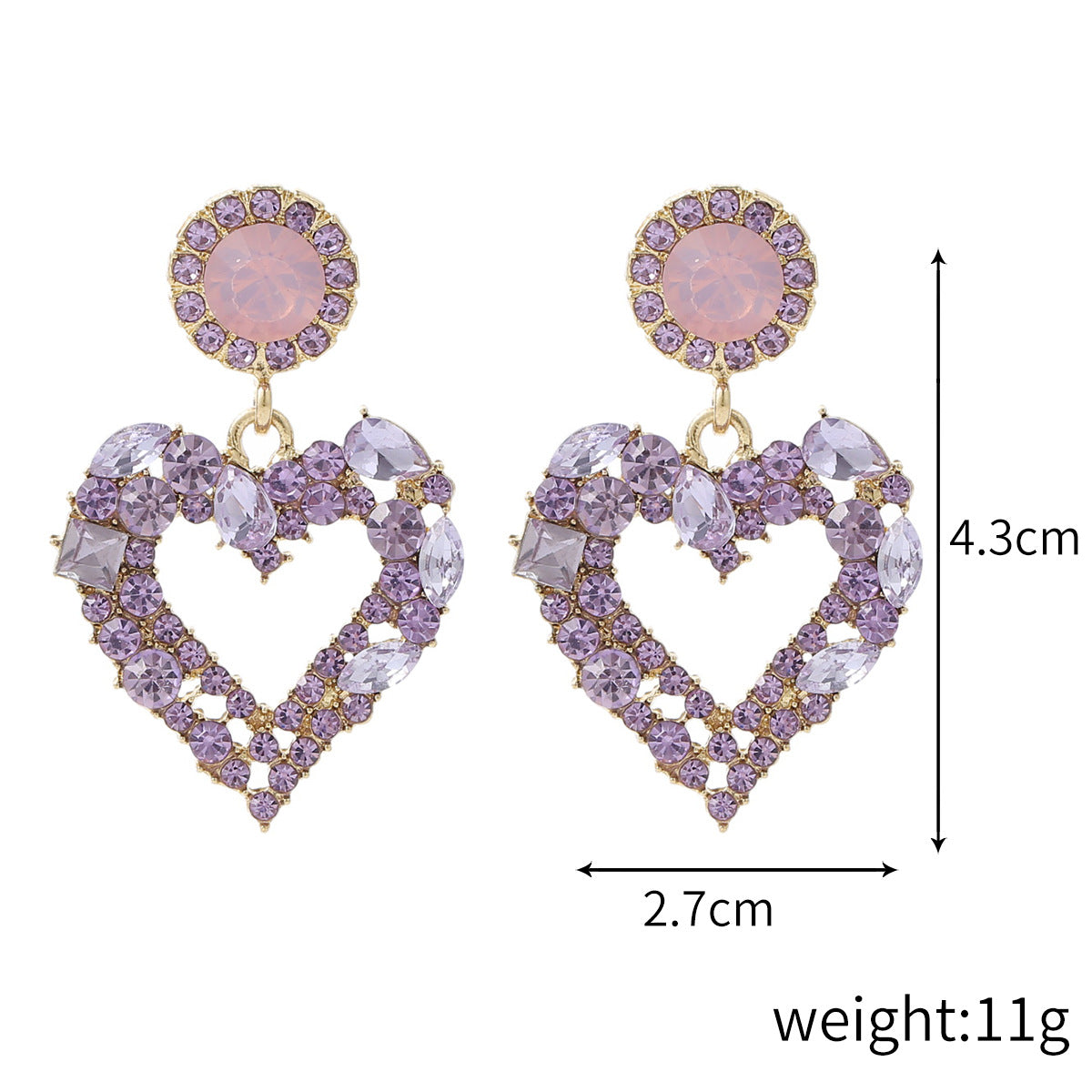 Wholesale love full diamond earrings