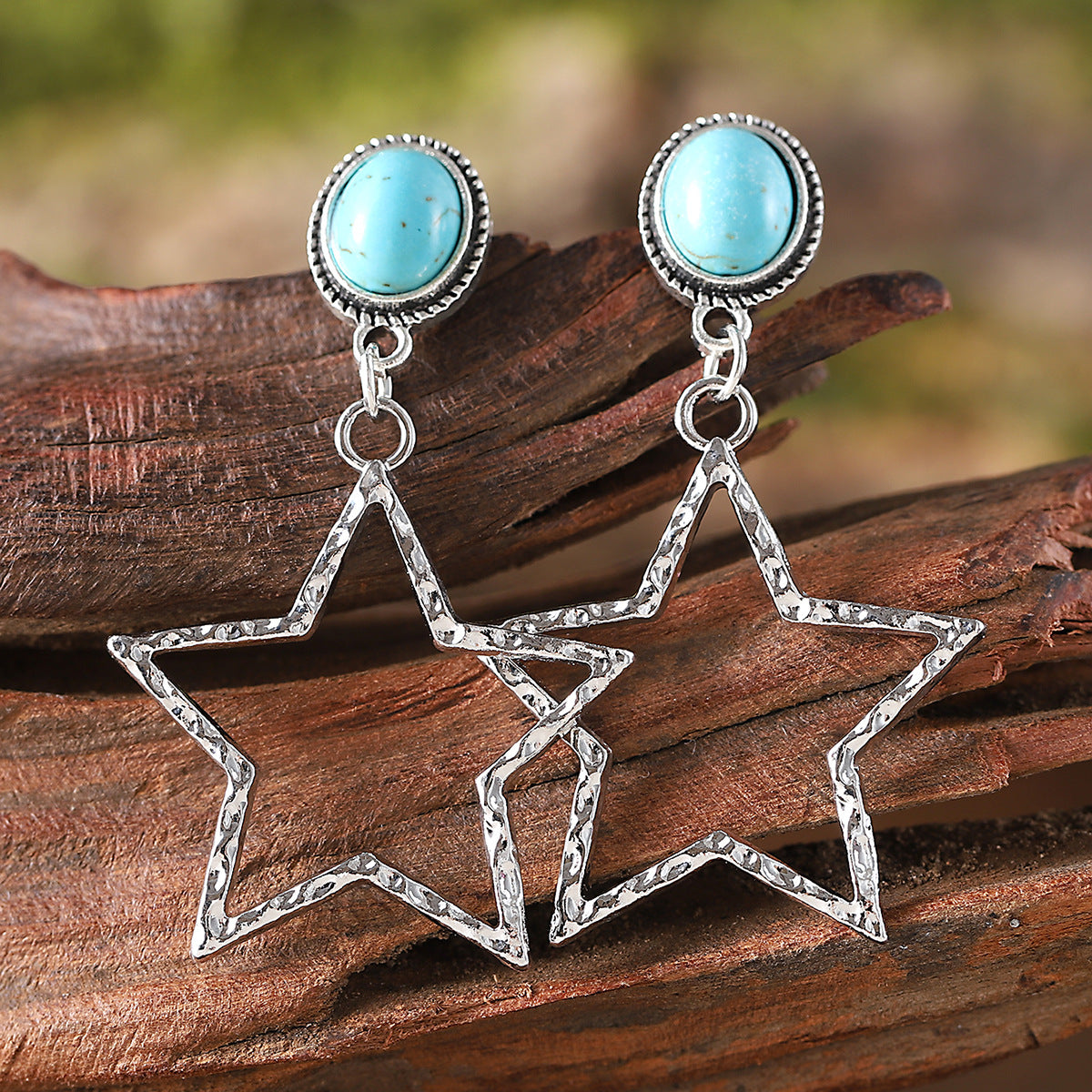 Wholesale Bohemian Vintage Zinc Alloy Turquoise Star Earrings