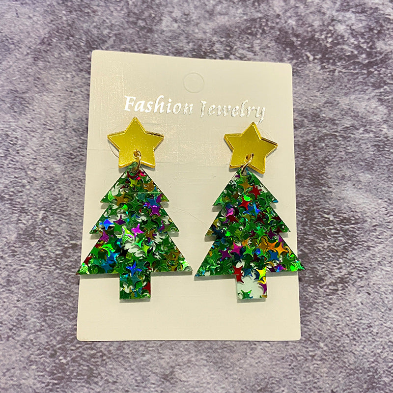 Wholesale Christmas tree acrylic earrings