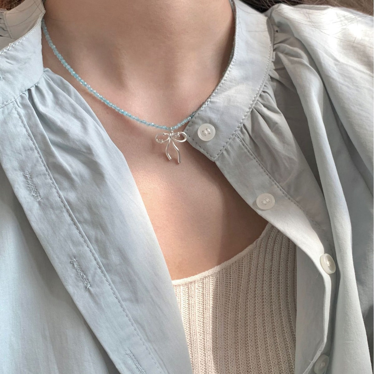 Wholesale  Bow Crystal Beaded Necklace