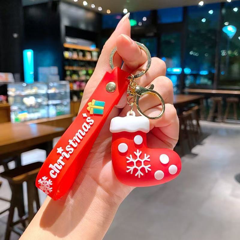 Wholesale Christmas  Keychain Pendant Cartoon PVC Bag Charm Decorative Gift for Boutique Resale