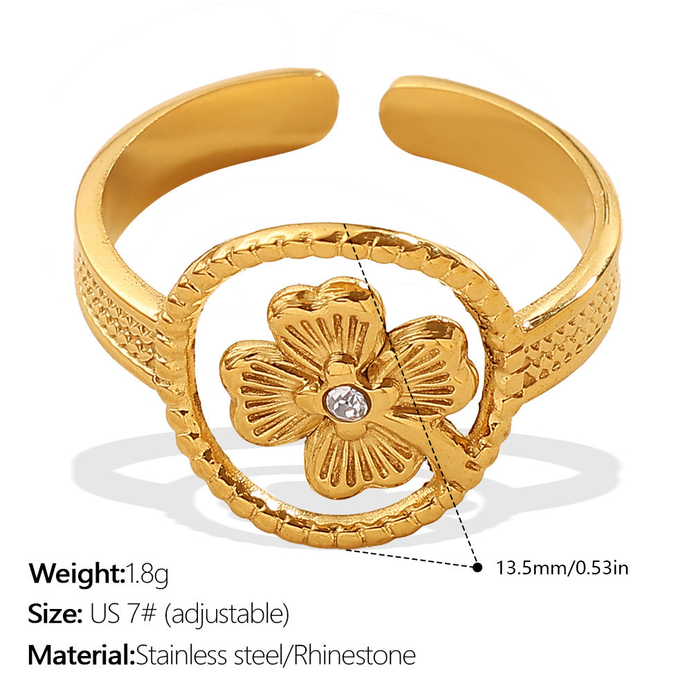 Wholesale  Retro Golden Cross Star Diamond Open Ring Niche Design Light Luxury Personalized Ring