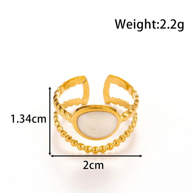 Wholesale line round love oil drop retro titanium steel opening adjustable ring