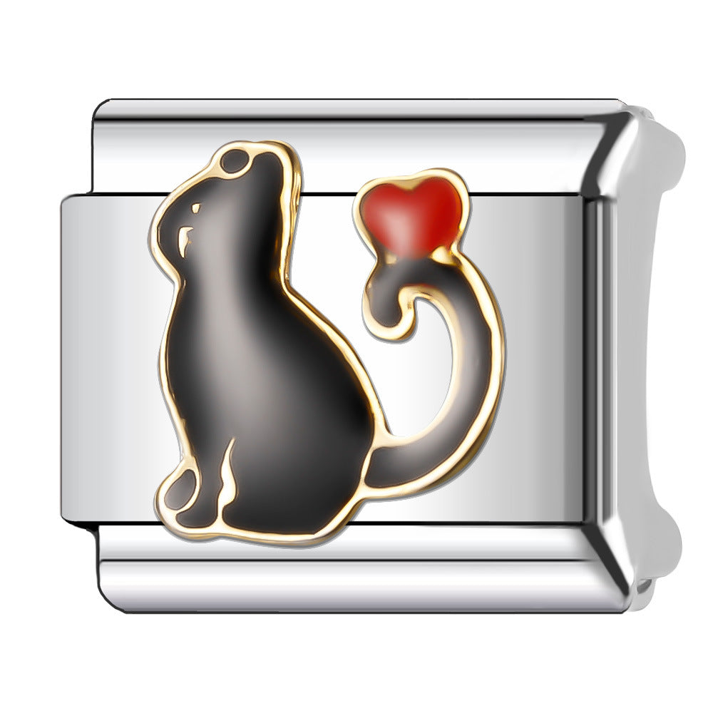 Wholesale Italian Charm Bracelet 9mm DIY Splicing Cute Pet Series Stainless Steel Composable Bracelet