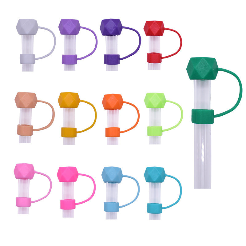 Wholesale 5pcs Candy Color Series 10mm PVC Soft Straw Tube Cap
