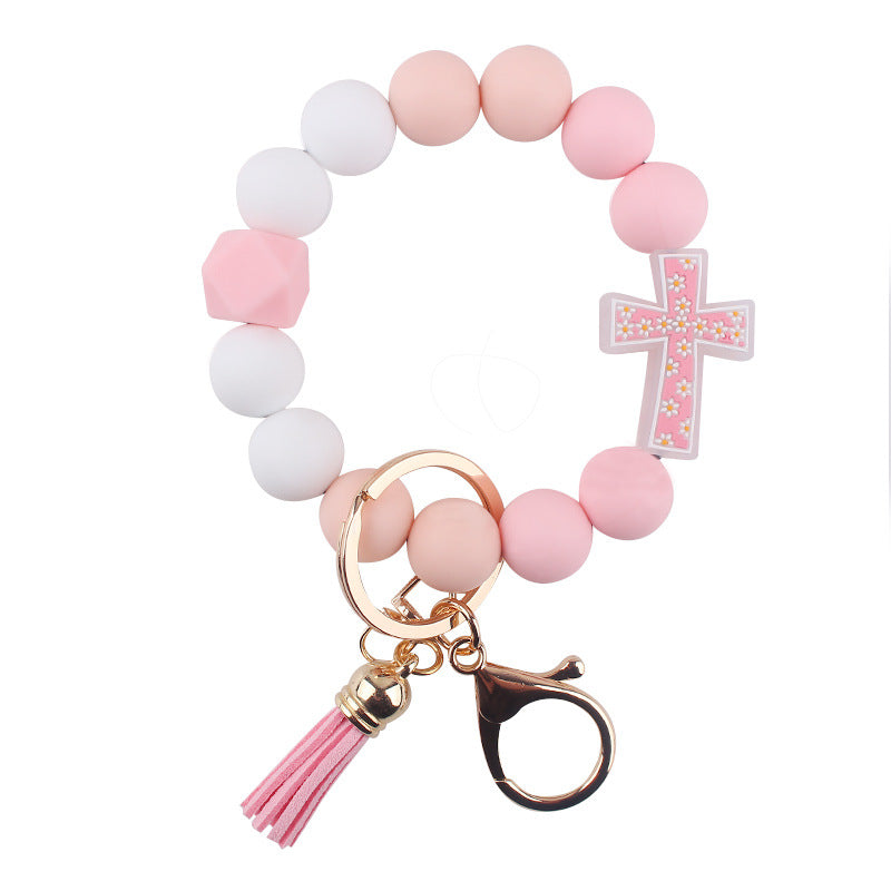 Wholesale  Cartoon Cross Silicone Bracelet Keychain