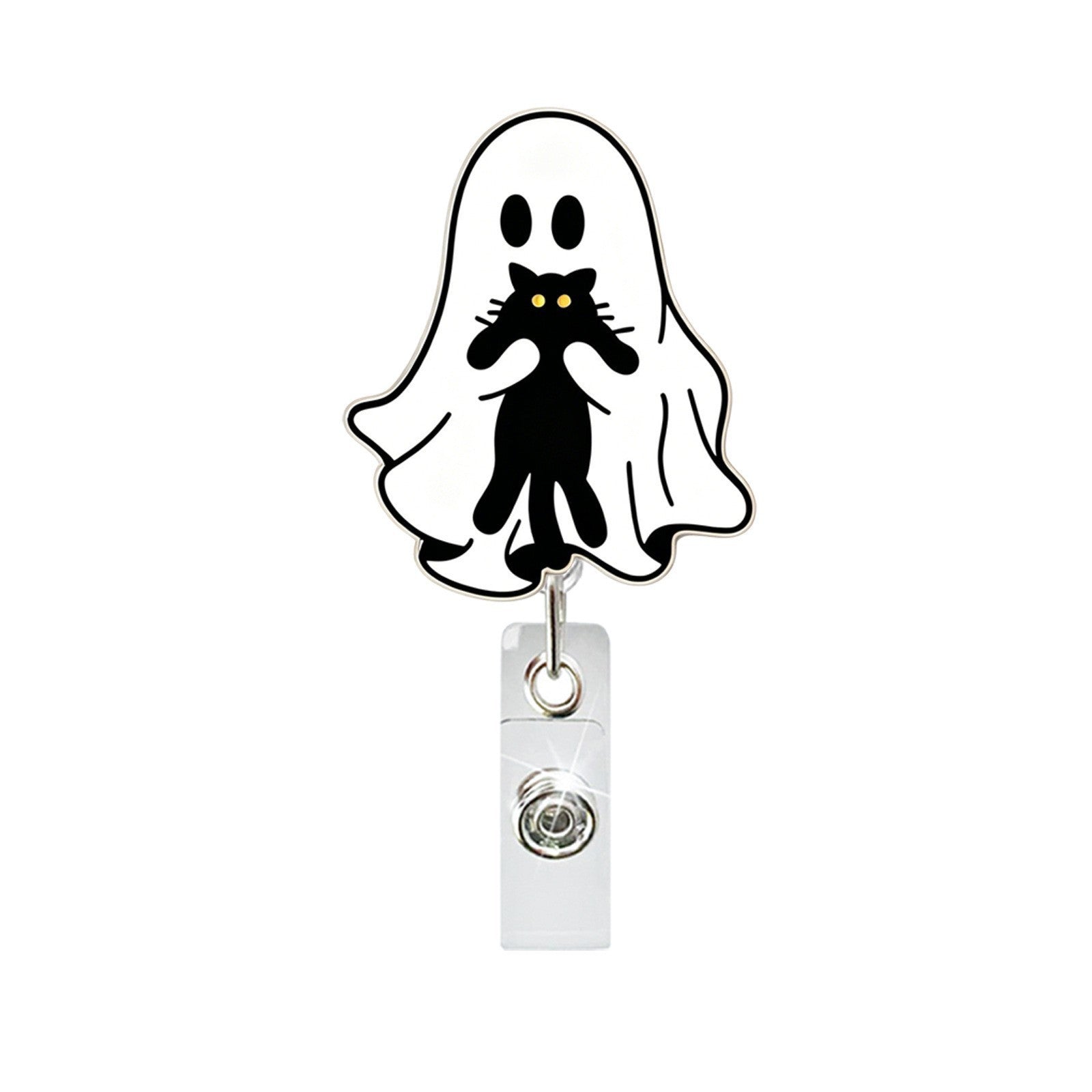 Wholesale Acrylic Black Cat  Retractable Pull-Tab ID Badge Party Bag Charm