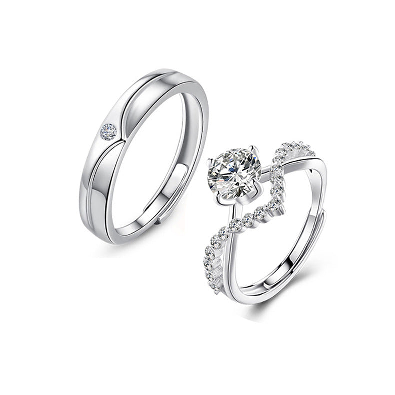 Wholesale Valentine's Day s925 Silver Crowned  Couple Ring