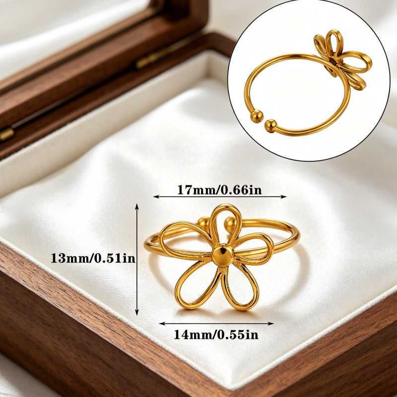 Wholesale Gold-Plated Copper Flower Bracelet &  Ring Set - Fashion Jewelry Accessory for Resale