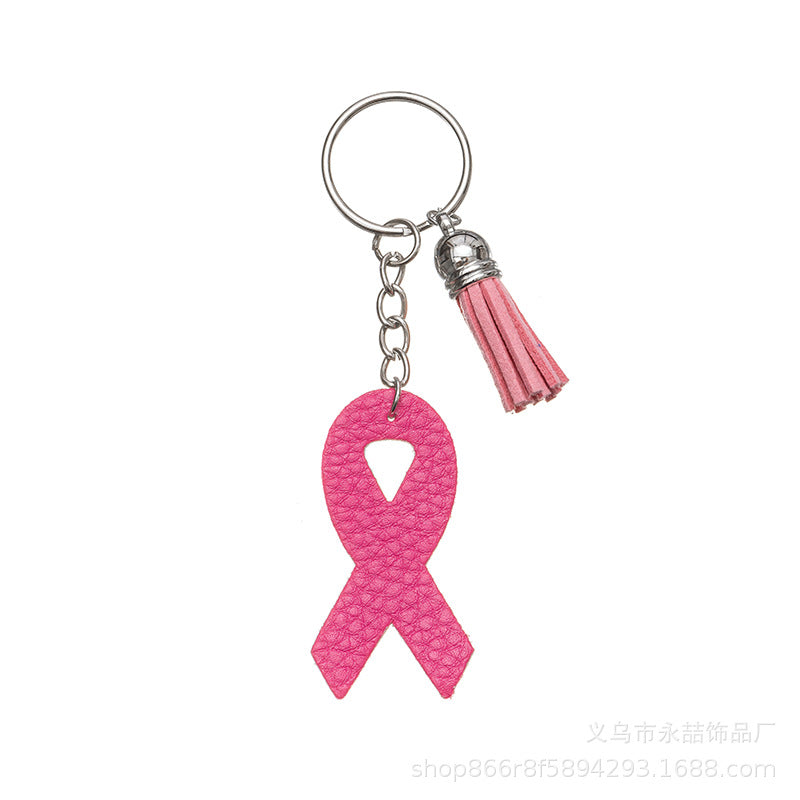 Wholesale Pink Tassel Ribbon Leather PU Keychain ACC-KC-Yongz003