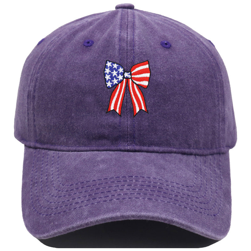Wholesale American Independence Day flag  bow embroidered baseball cap