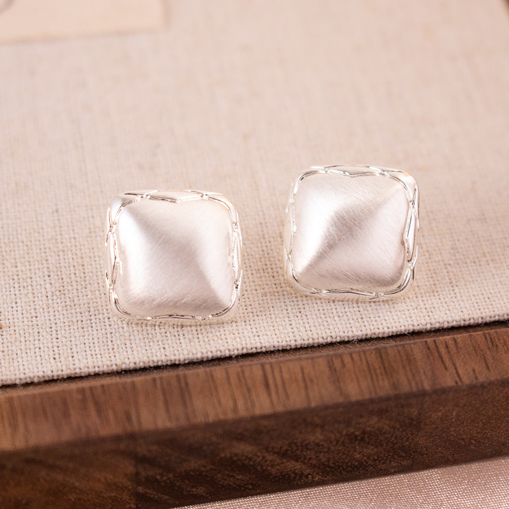 Wholesale square earrings retro niche geometric three-dimensional design earrings