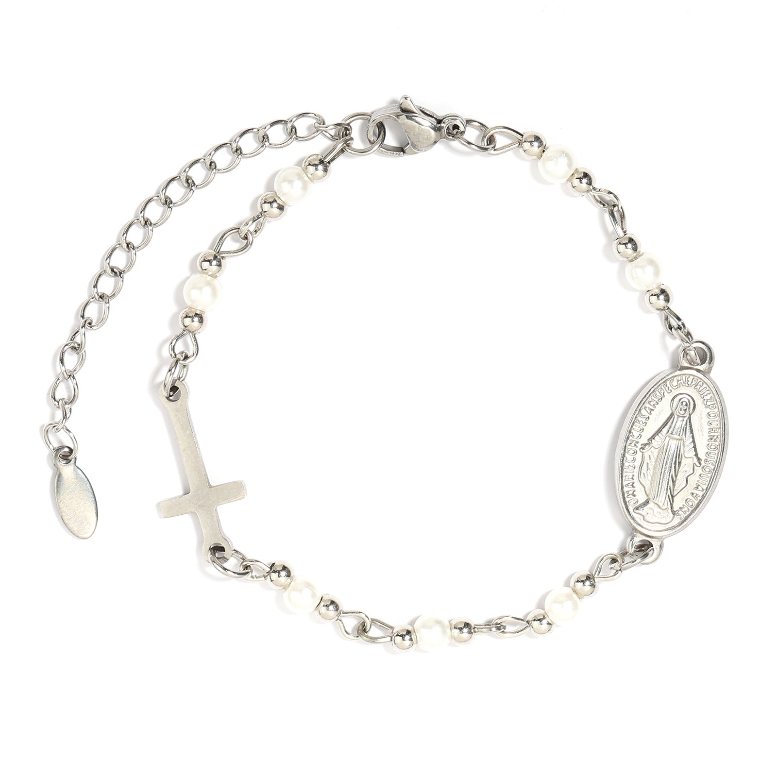 Wholesale White Pearl  Love Diamond Ring Pink  Beads Woven Bracelet