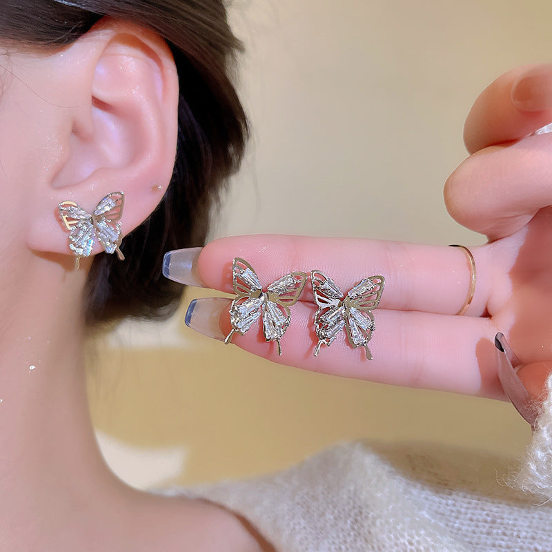 Wholesale Simple Butterfly Earrings  Light Luxury Zircon Earrings
