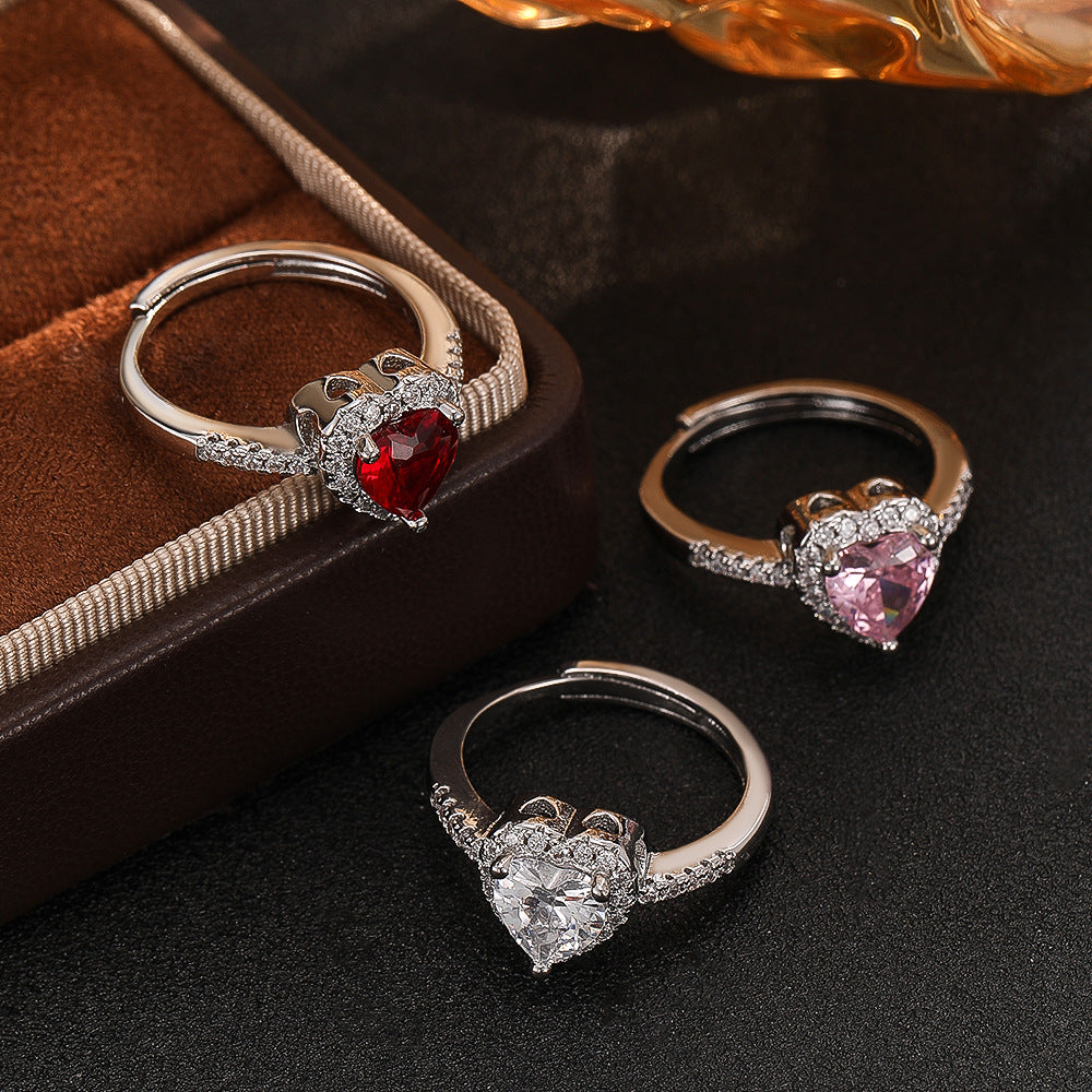 Wholesale Chic Silver Tone Adjustable Zircon Ring For Everyday Jewelry Accessory