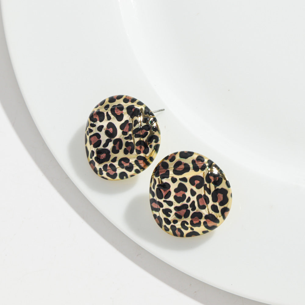 Wholesale  Retro Leopard Earrings  Geometric Leopard Earrings