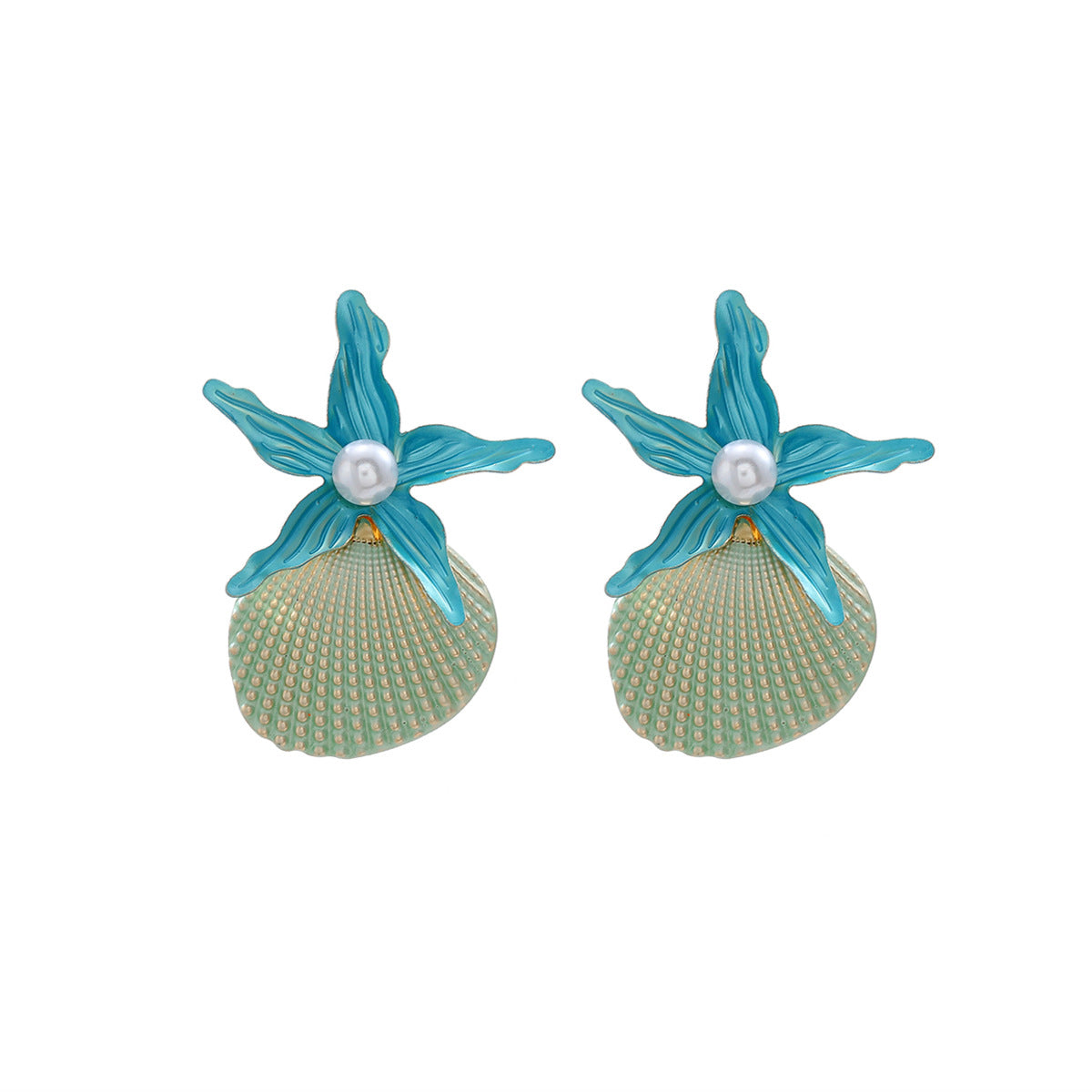 Großhandel Summer Beach Urlaubsstil Starfish Shell Perlenohrringe