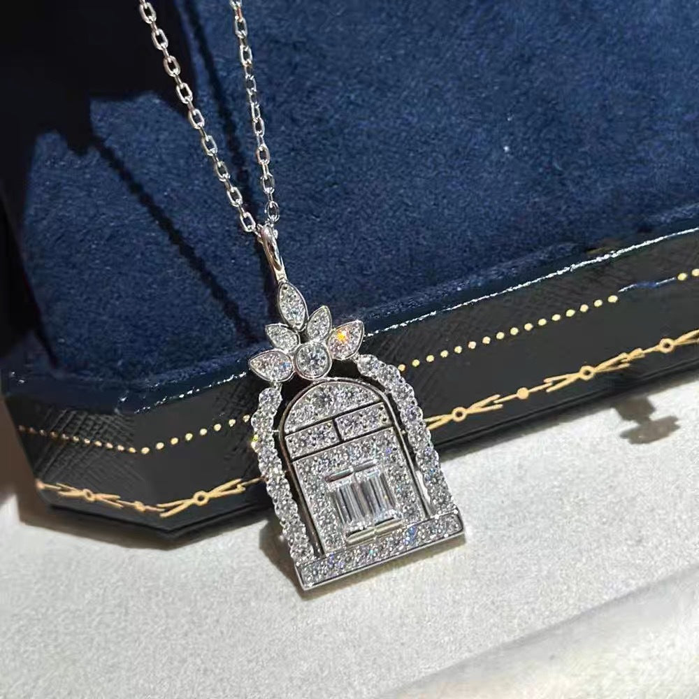 Wholesale French Retro Castle Gate Necklace Rhinestone Clavicle Chain Fashion Accessory