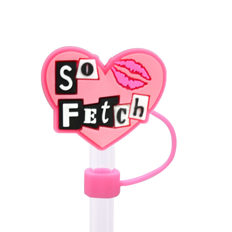 Wholesale Random 100pcs Pink Bad Girl Series 8/10mm PVC Soft Straw Tube Cap