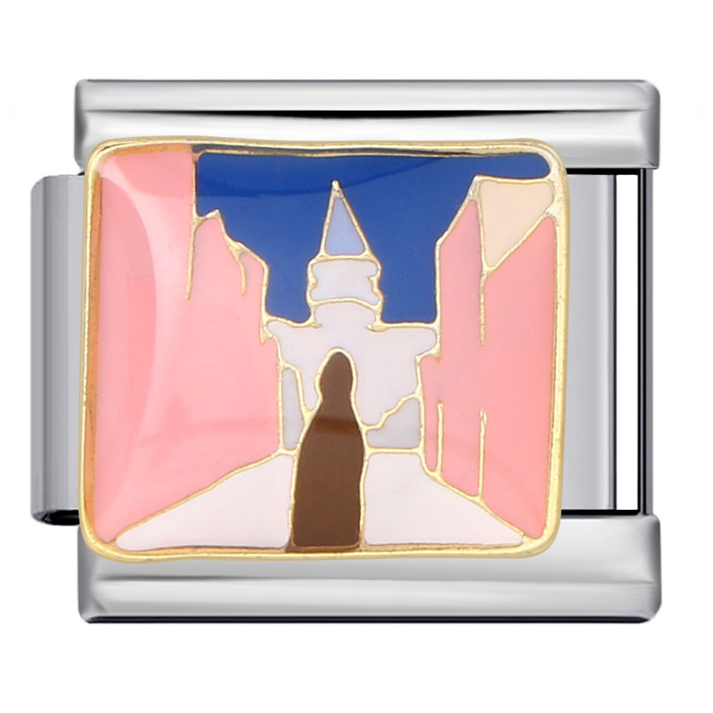 Wholesale  Italian Charm Bracelet 9mm DIY Splicing Removable Landscape Element Stainless Steel Composable Bracelet