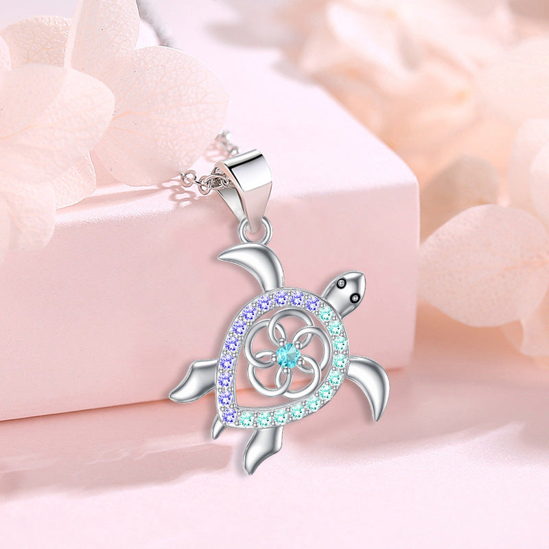 Wholesale Sparkling Silver Cute Turtle Pendant Necklace Casual Everyday Gift Boutique Resale Jewelry