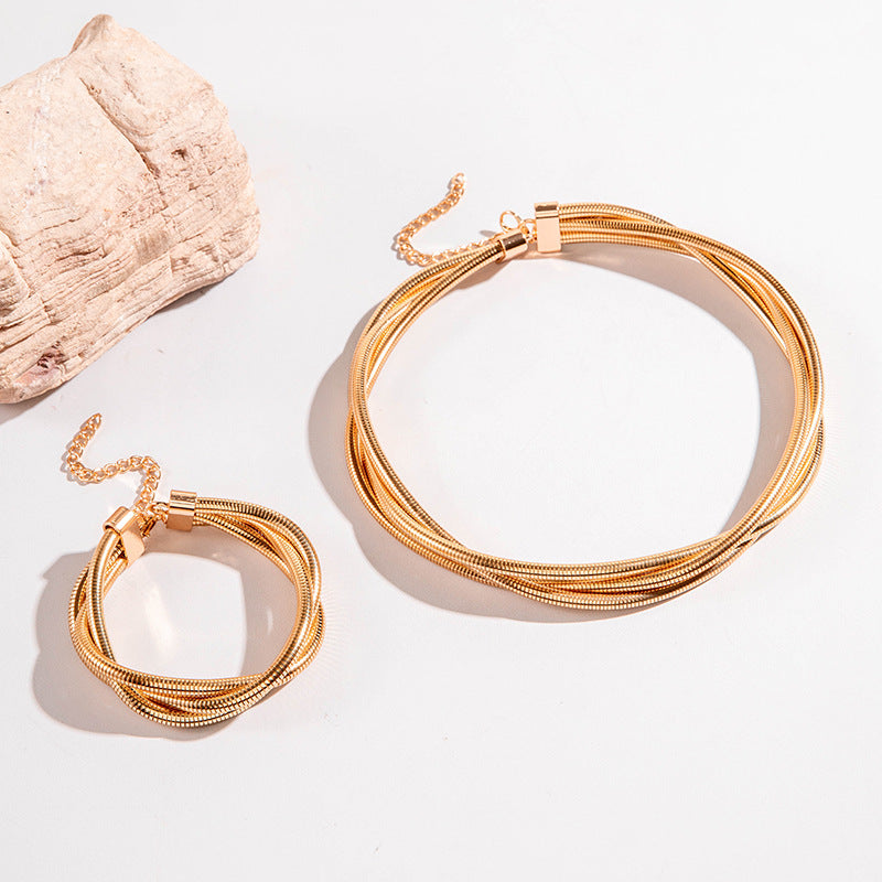 Wholesale Multi-layer Elastic Snake Bone Twist Necklace Bracelet ACC-BT-YongGe009