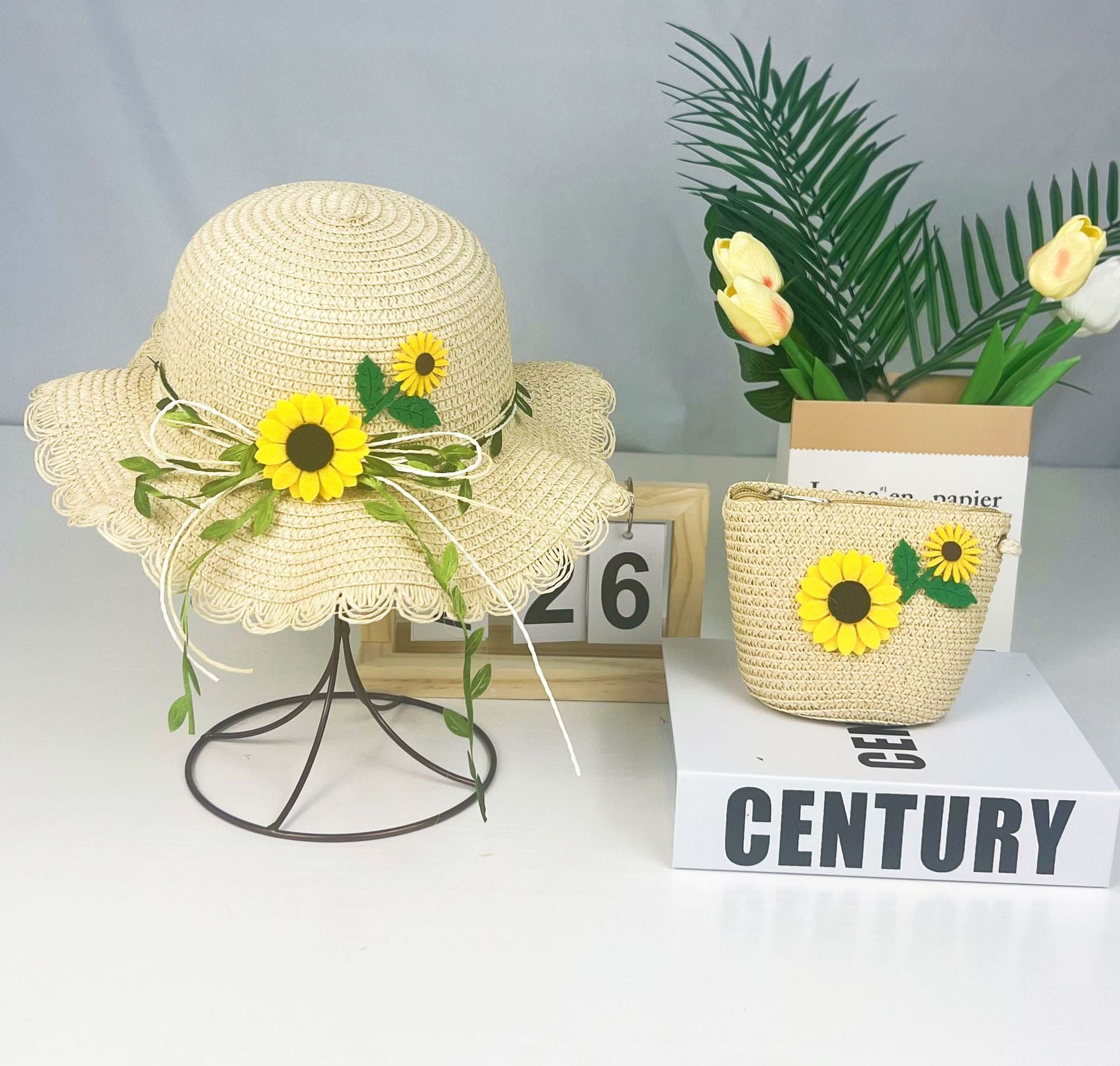 Wholesale  Straw Hat  Sunflower Bucket Hat