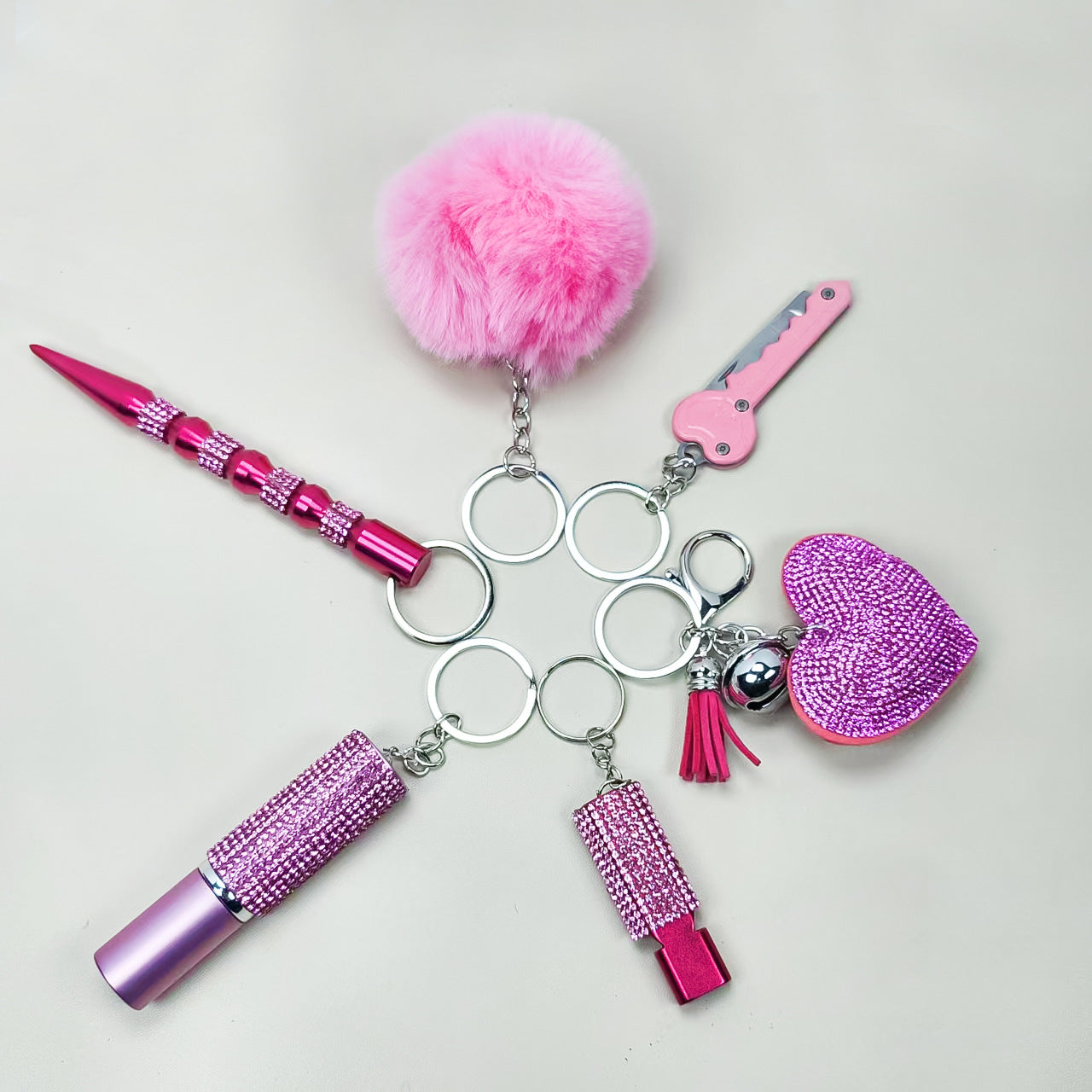 Wholesale Heart-shaped diamond-studded perfume bottle keychain combination accessories