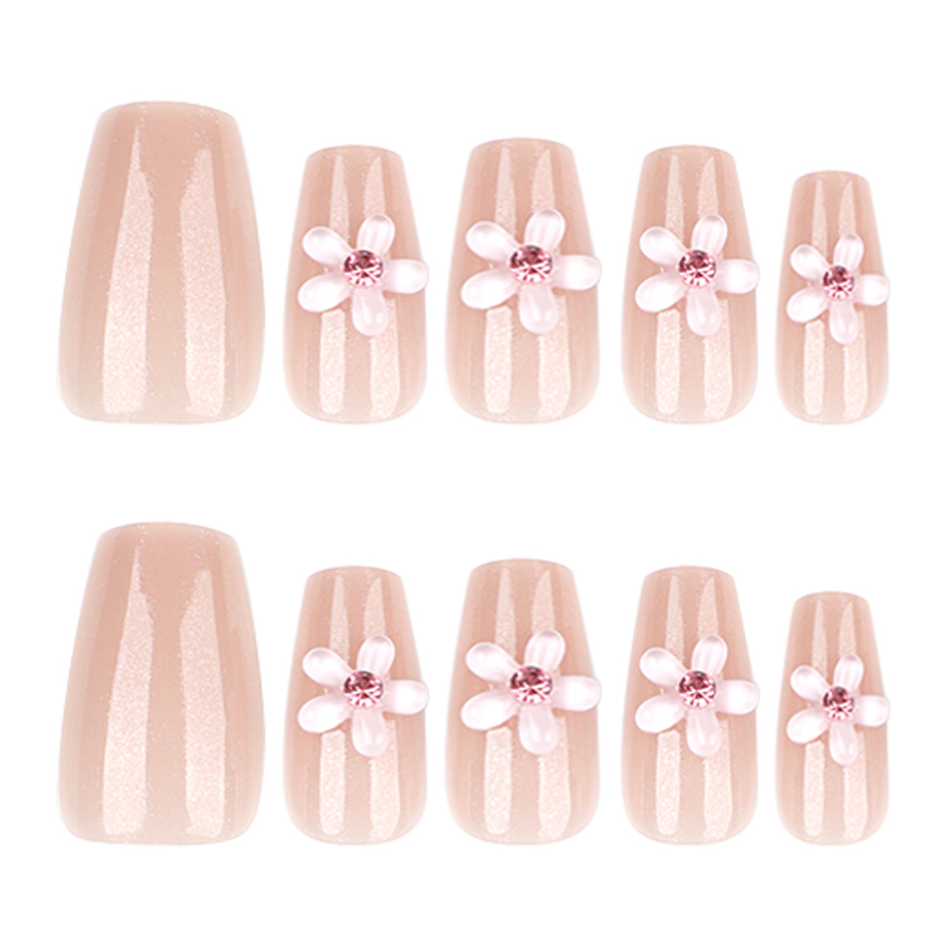 Wholesale 24 Pieces/box Pearlescent Pink Bow Nails Kits Nail Stickers
