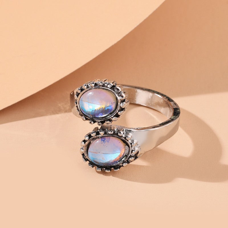 Wholesale Ancient Bohemian Sea Blue Moonstone Ring
