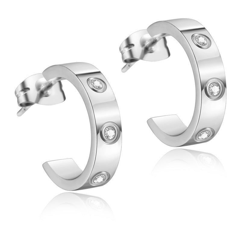 Wholesale C-Shaped Titanium Steel Earrings