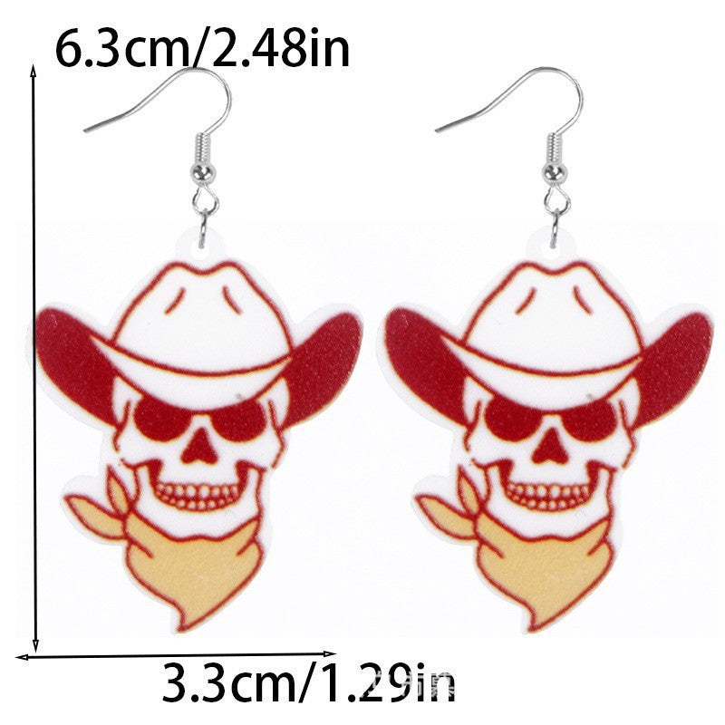 Wholesale  leopard print cat bunny ghost cowboy cow spot acrylic earrings