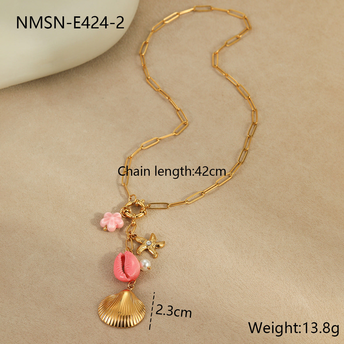 Wholesale Stainless steel summer marine  necklace shell starfish pendant necklace