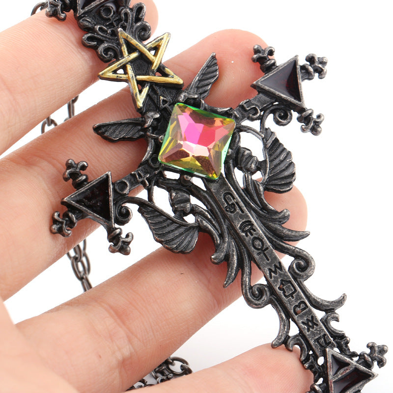 Wholesale Creative Star Flower Pattern Cross Drill Necklace