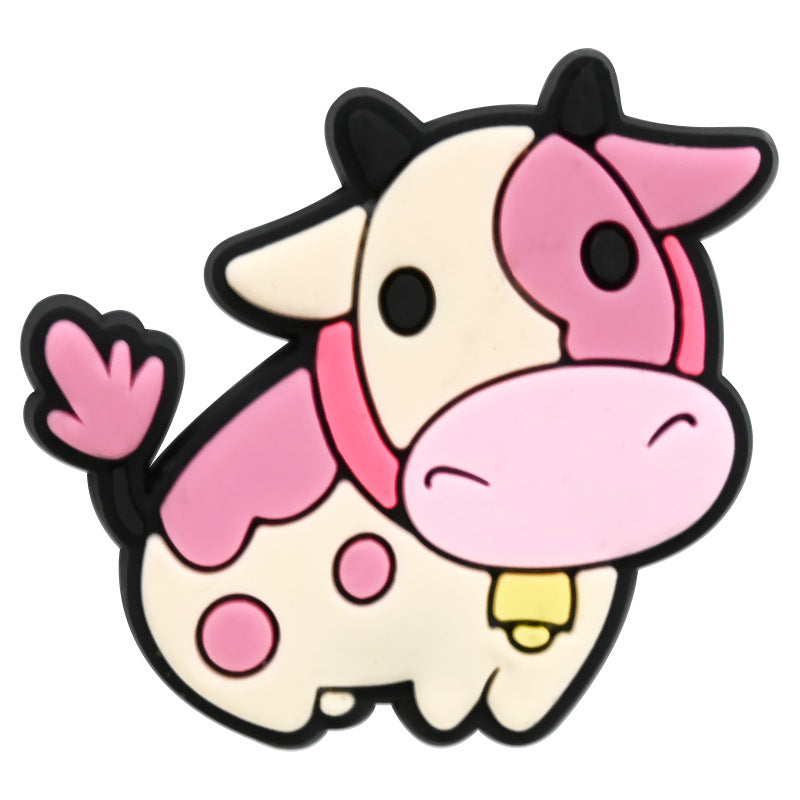 Random 100pcs Cute Cow PVC Soft Rubber Shoe Buckle Decoration ACC-SC-RYY067