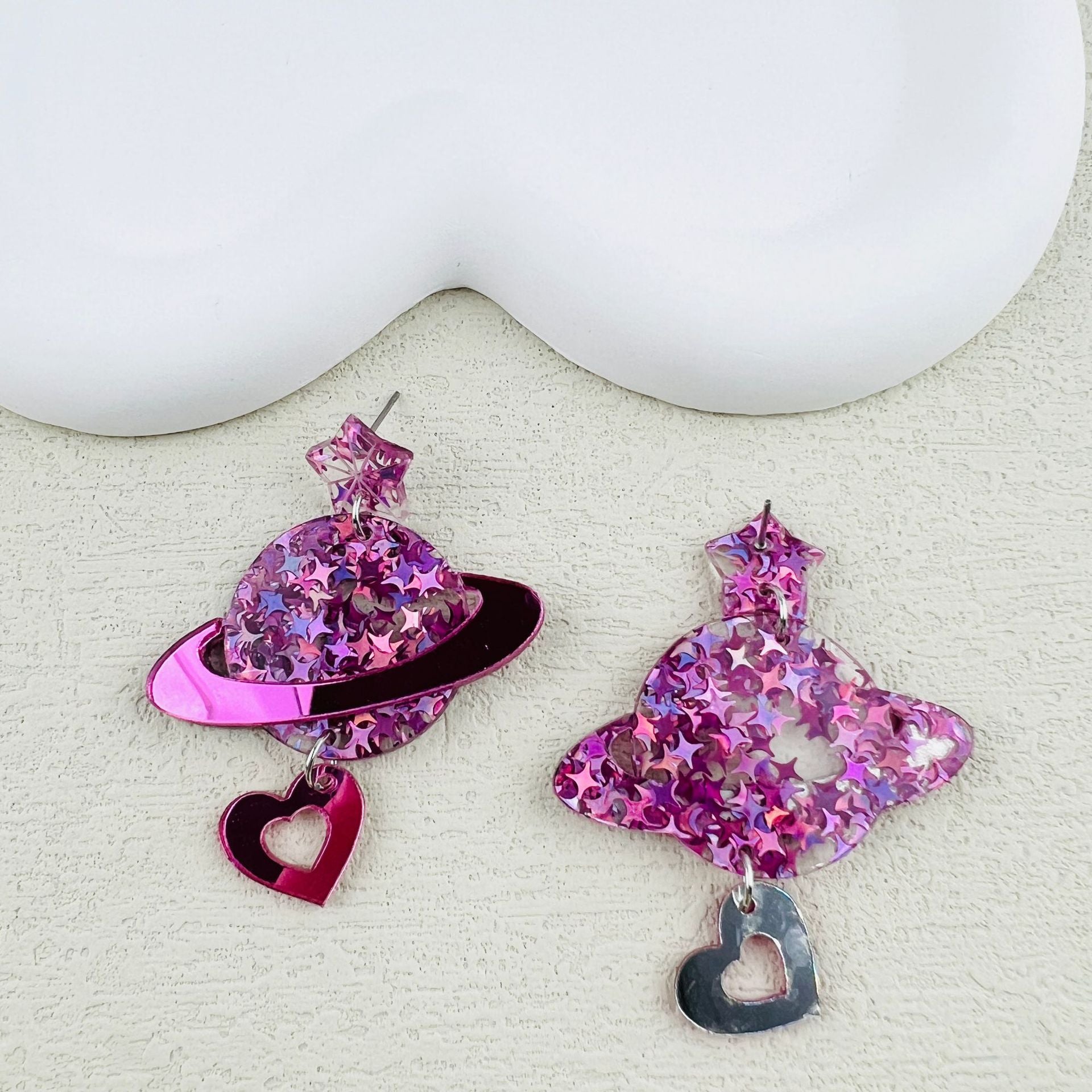 Wholesale Glitter star acrylic planet lovely stud earrings