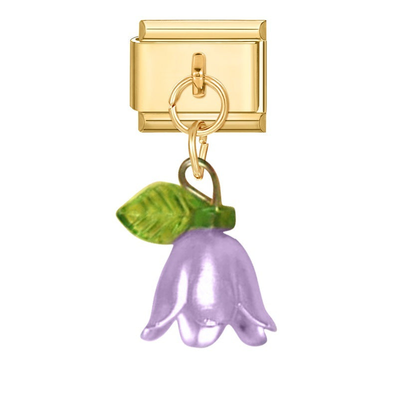 Wholesale 9mm Italian Charm Starter Bracelets DIY flower Single Section Creative Stainless Steel Composable Bracelet