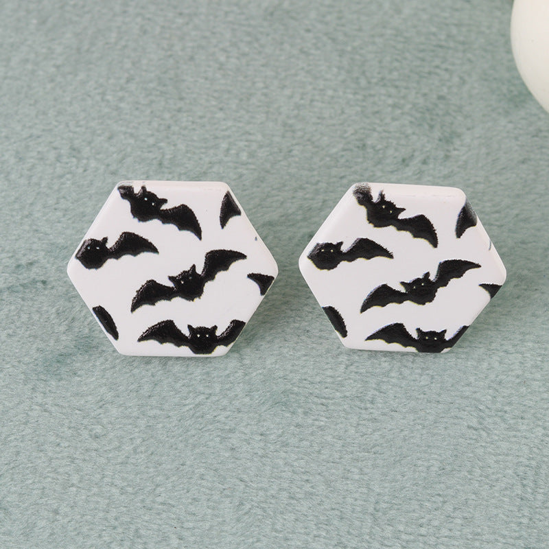 Wholesale   Ghost Bat Geometric Flowers Acrylic Earrings
