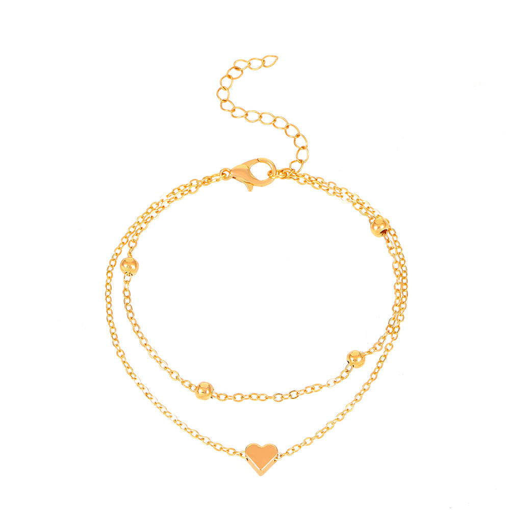 Wholesale alloy double heart bracelet anklet