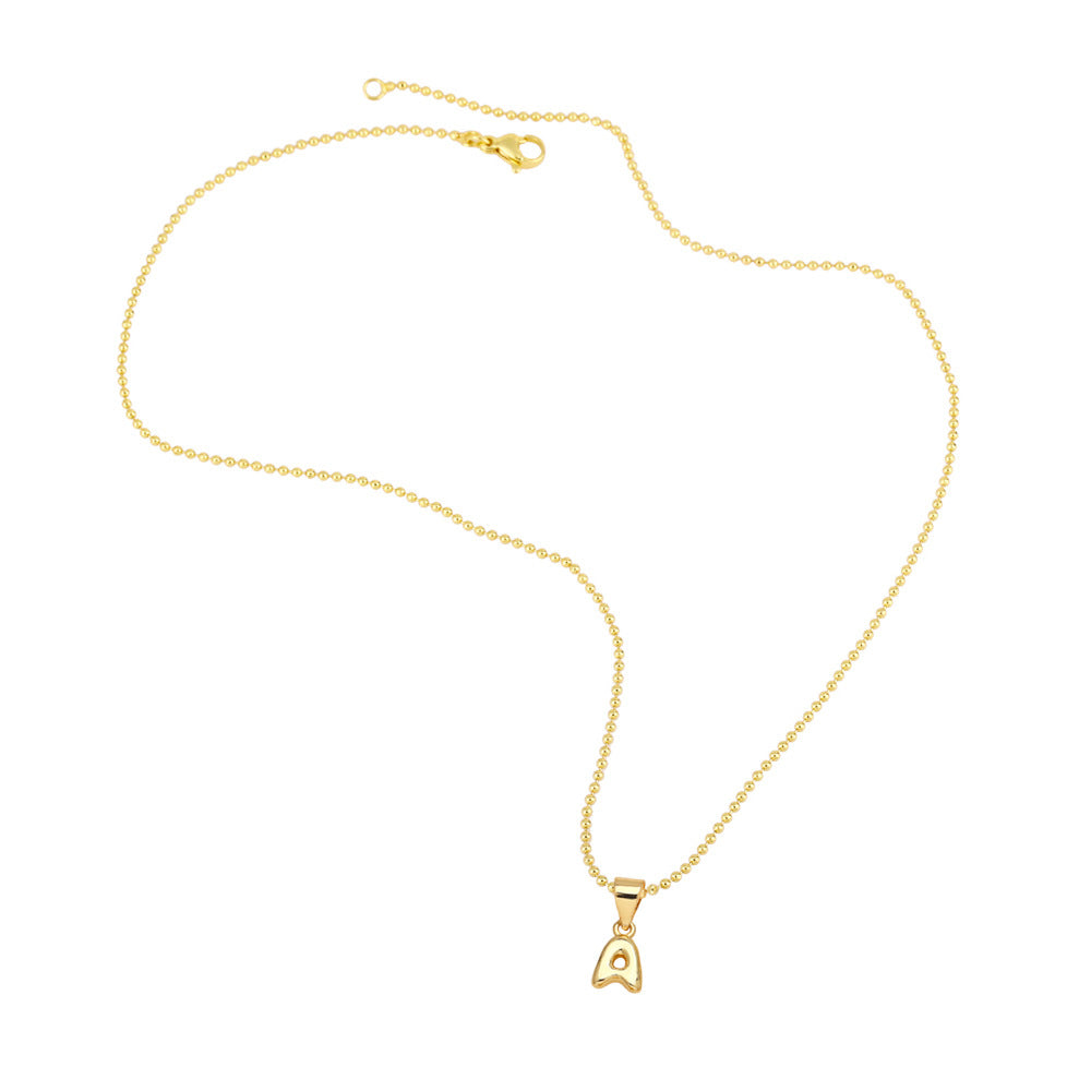 Wholesale 26 letters copper plated gold shiny necklace