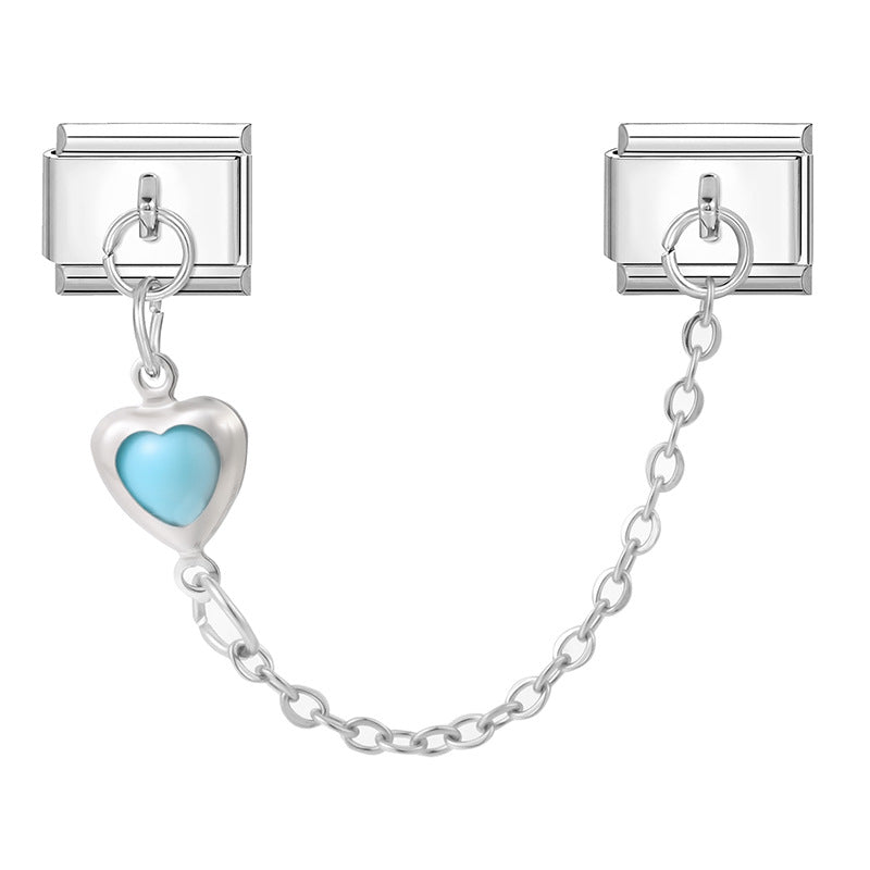 Wholesale Italian Charm Bracelet 9mm DIY Splicing Silver Double Pendant Stainless Steel Composable Bracelet